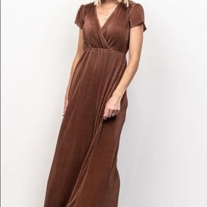 Athena Pleated Maxi Dress Bronze